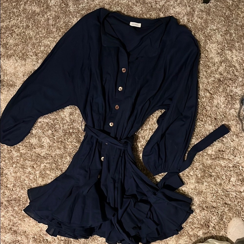 Elegant Navy Button-Up Dress